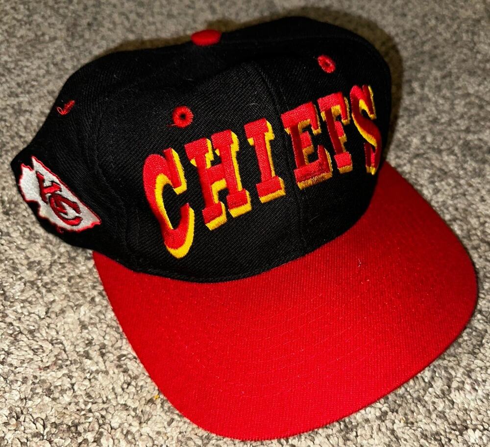 Rare 1990s Vintage Kansas City Chiefs Hat *BLOCKY LETTERS* Embroidered Snapback